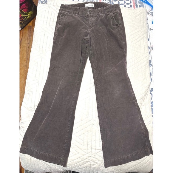 Old Navy Pants - Old Navy Womens Wide Leg Corduroy Pants Sz10 Gray Brown Mid Rise Trouser Flare
